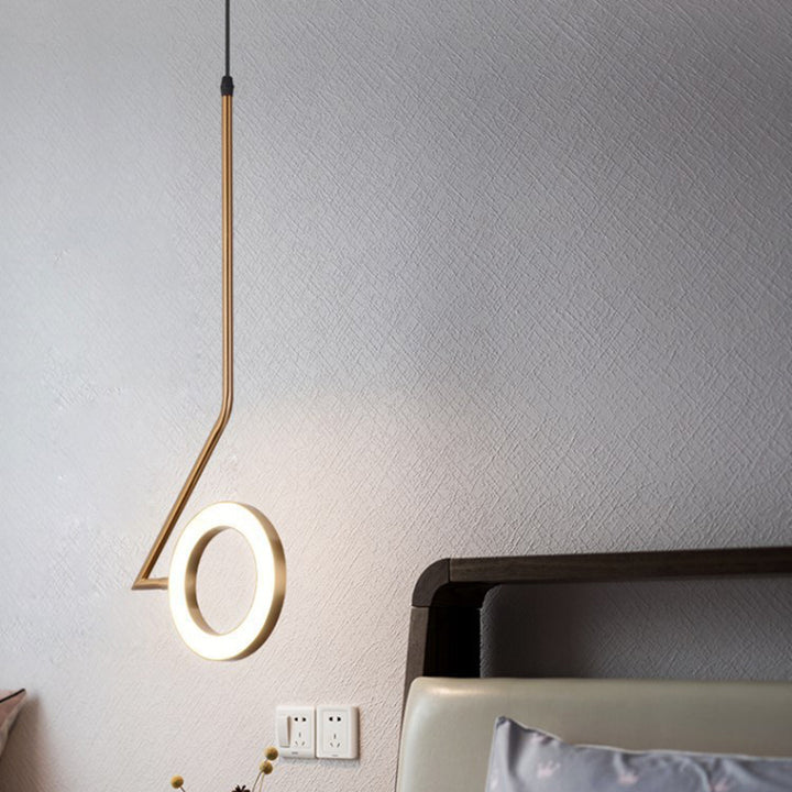 Modern Minimalist Aluminum Iron Acrylic Round LED Pendant Light For Dining Room