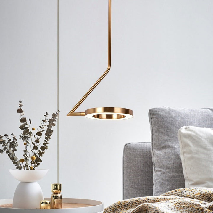 Modern Minimalist Aluminum Iron Acrylic Round LED Pendant Light For Dining Room