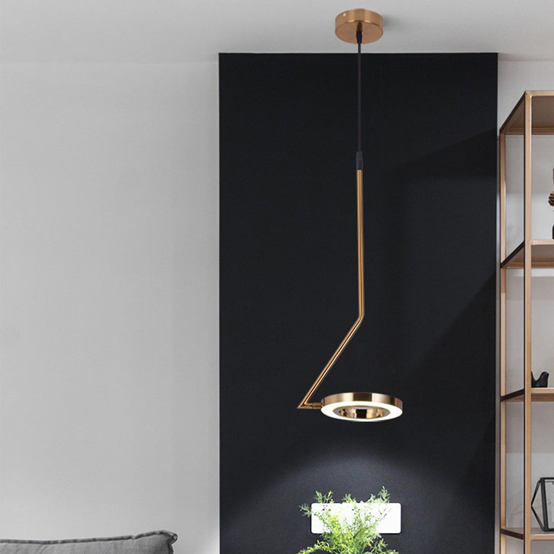 Modern Minimalist Aluminum Iron Acrylic Round LED Pendant Light For Dining Room