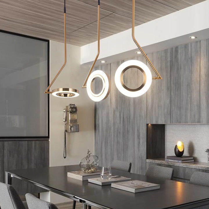 Modern Minimalist Aluminum Iron Acrylic Round LED Pendant Light For Dining Room