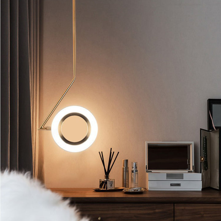 Modern Minimalist Aluminum Iron Acrylic Round LED Pendant Light For Dining Room