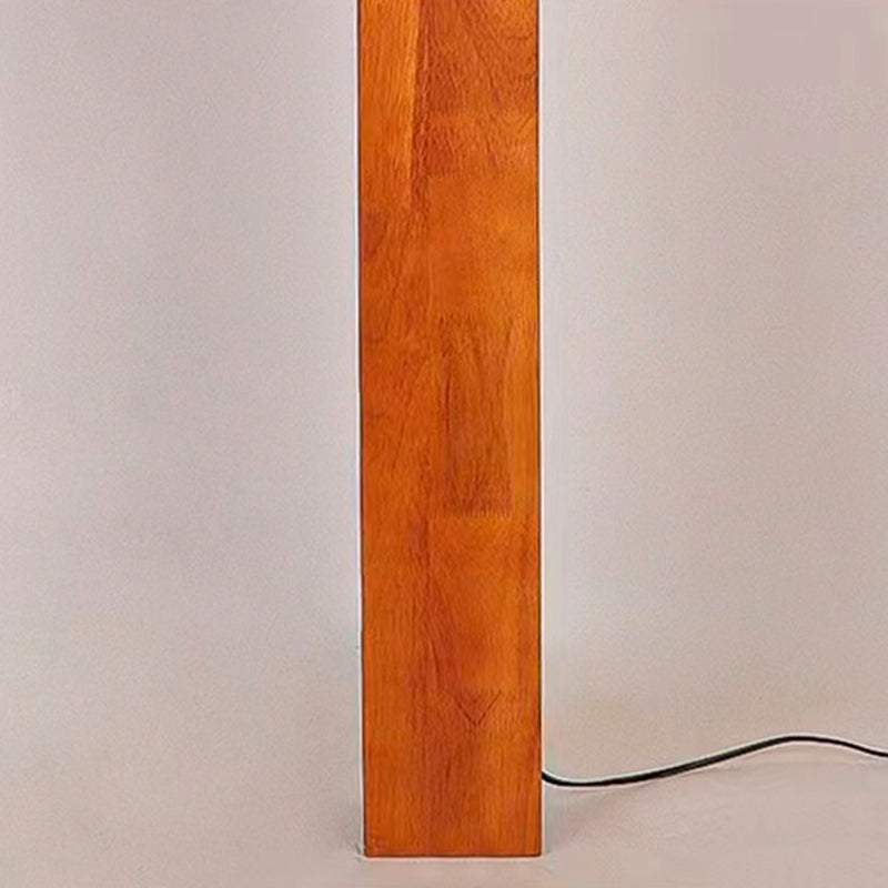 Contemporary Retro Edge-Glued Oak Wood Panel Fabric Column-Shaped 1-Light Standing Floor Lamp For Living Room &amp; Bedroom