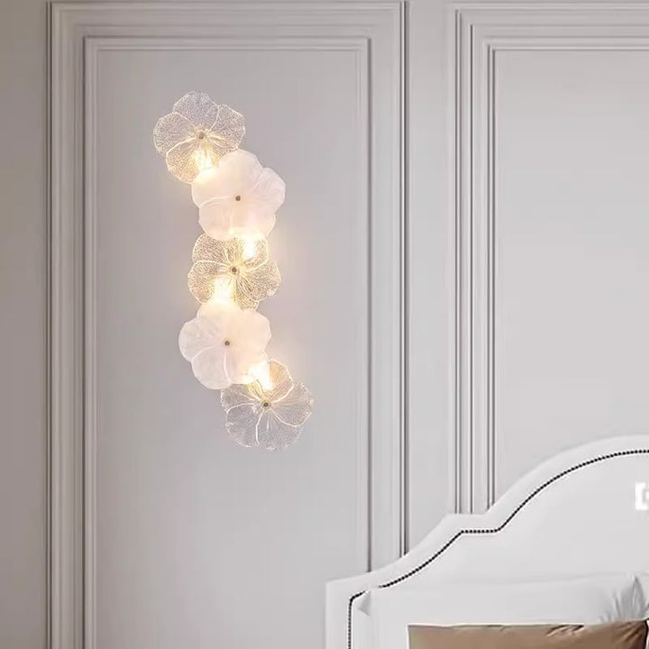 Modern Luxury Iron Glass Petal-Shaped 2/4-Light Wall Sconce Lamp For Living Room