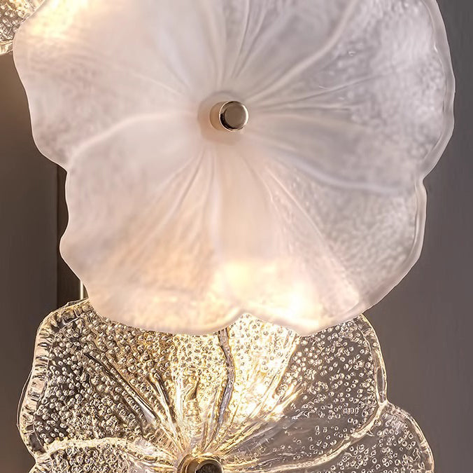 Modern Luxury Iron Glass Petal-Shaped 2/4-Light Wall Sconce Lamp For Living Room
