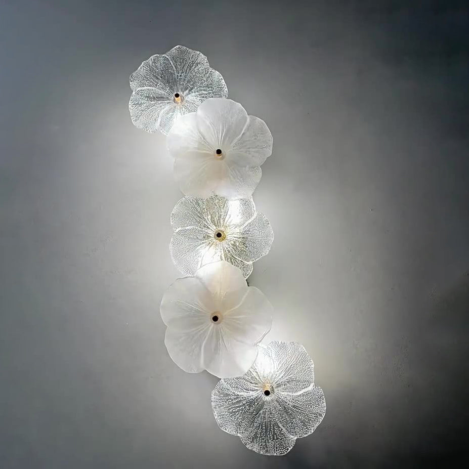 Modern Luxury Iron Glass Petal-Shaped 2/4-Light Wall Sconce Lamp For Living Room