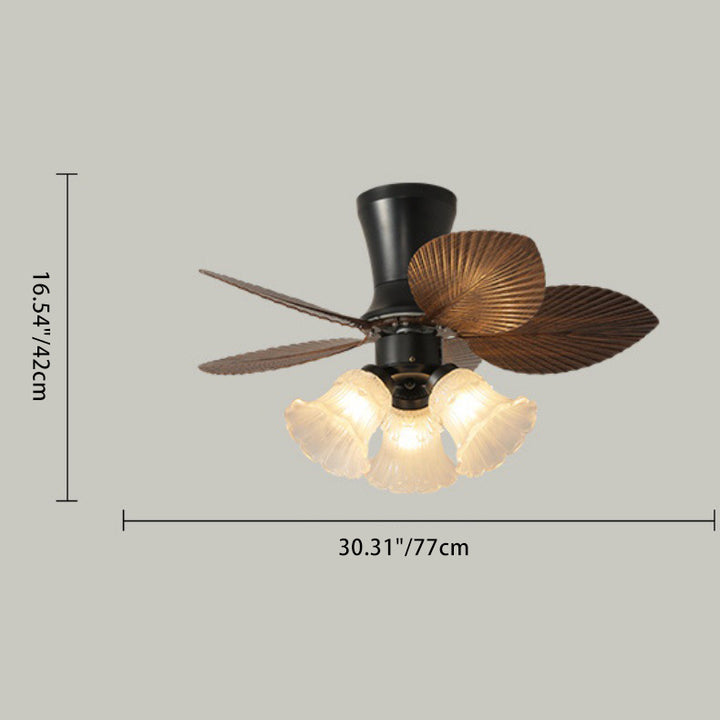 Traditional Luxury Iron ABS PE Flower Shaped 3-Light Ceiling Fan Light For Living Room