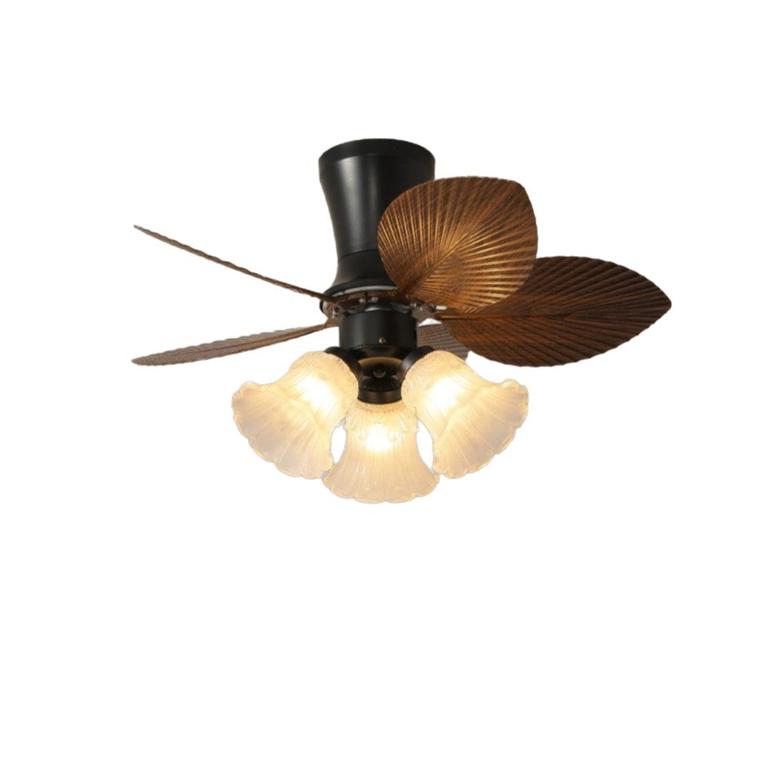 Traditional Luxury Iron ABS PE Flower Shaped 3-Light Ceiling Fan Light For Living Room