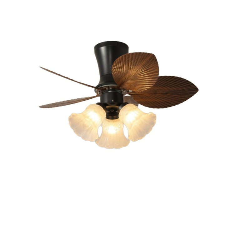 Traditional Luxury Iron ABS PE Flower Shaped 3-Light Ceiling Fan Light For Living Room