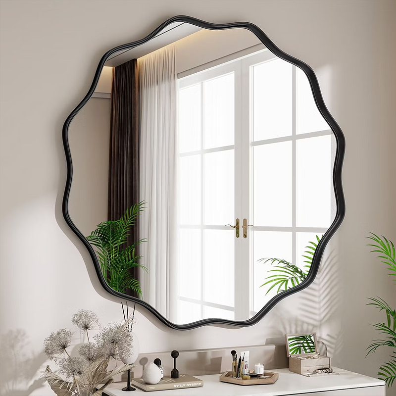 Modern Minimalist Irregular Aluminum Alloy Glass Wall Mirror For Bathroom