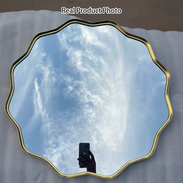 Modern Minimalist Irregular Aluminum Alloy Glass Wall Mirror For Bathroom