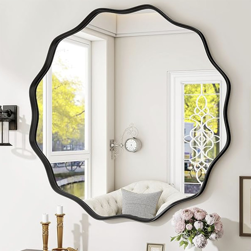 Modern Minimalist Irregular Aluminum Alloy Glass Wall Mirror For Bathroom