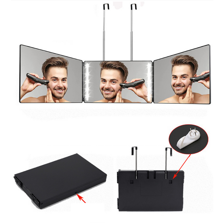 Modern Minimalist Rectangular ABS Glass Barber Wall Mirror Folding For Bathroom