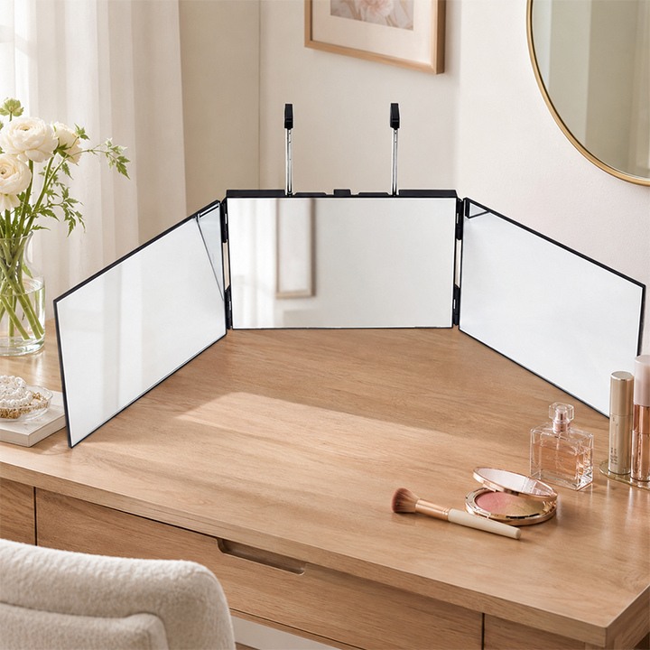 Modern Minimalist Rectangular ABS Glass Barber Wall Mirror Folding For Bathroom