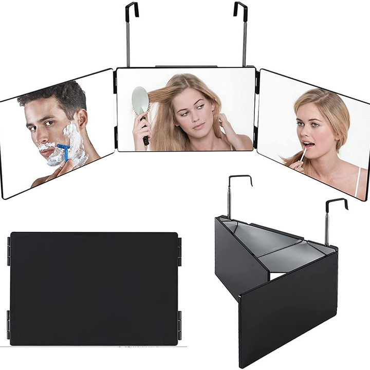 Modern Minimalist Rectangular ABS Glass Barber Wall Mirror Folding For Bathroom