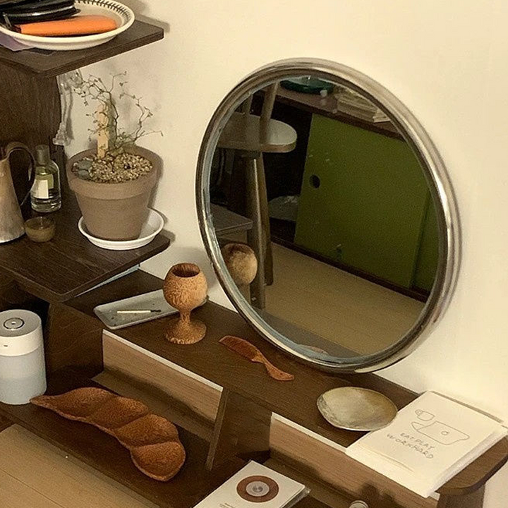 Modern Minimalist Round Square Stainless Steel Glass Wall Mirror For Bathroom