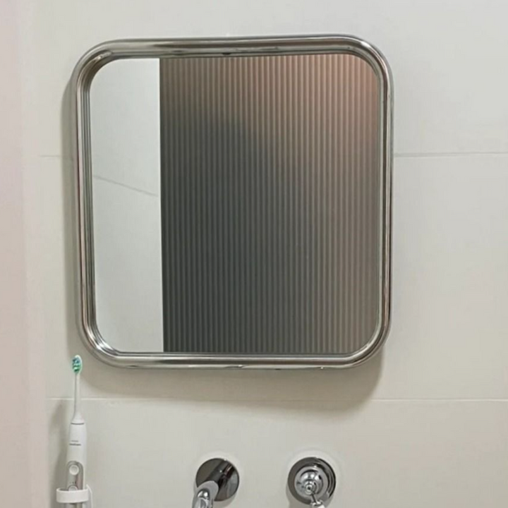 Modern Minimalist Round Square Stainless Steel Glass Wall Mirror For Bathroom