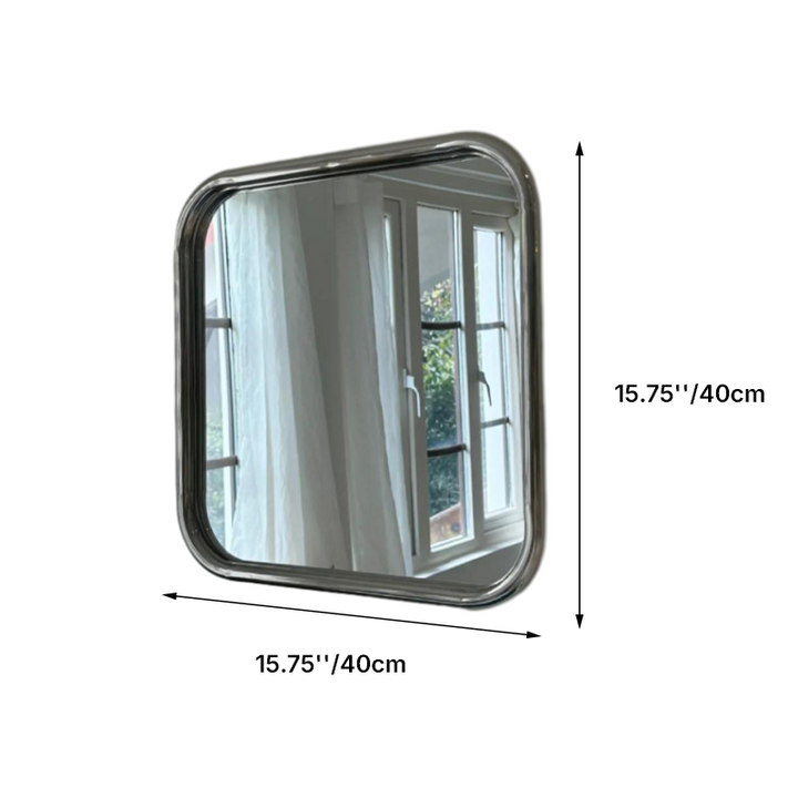 Modern Minimalist Round Square Stainless Steel Glass Wall Mirror For Bathroom