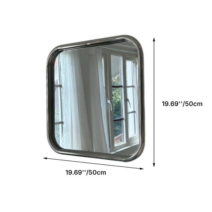 Modern Minimalist Round Square Stainless Steel Glass Wall Mirror For Bathroom