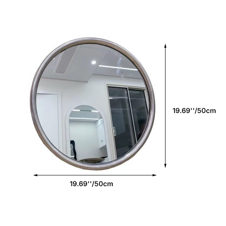 Modern Minimalist Round Square Stainless Steel Glass Wall Mirror For Bathroom