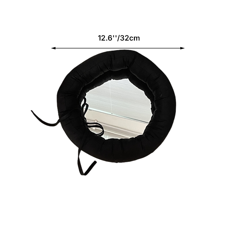 Contemporary Creative Round Cotton Fabric Acrylic Hanging Wall Mirror For Bedroom