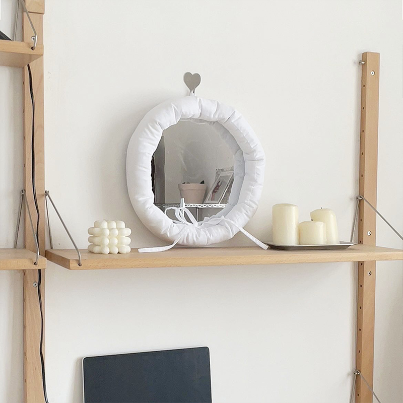 Contemporary Creative Round Cotton Fabric Acrylic Hanging Wall Mirror For Bedroom