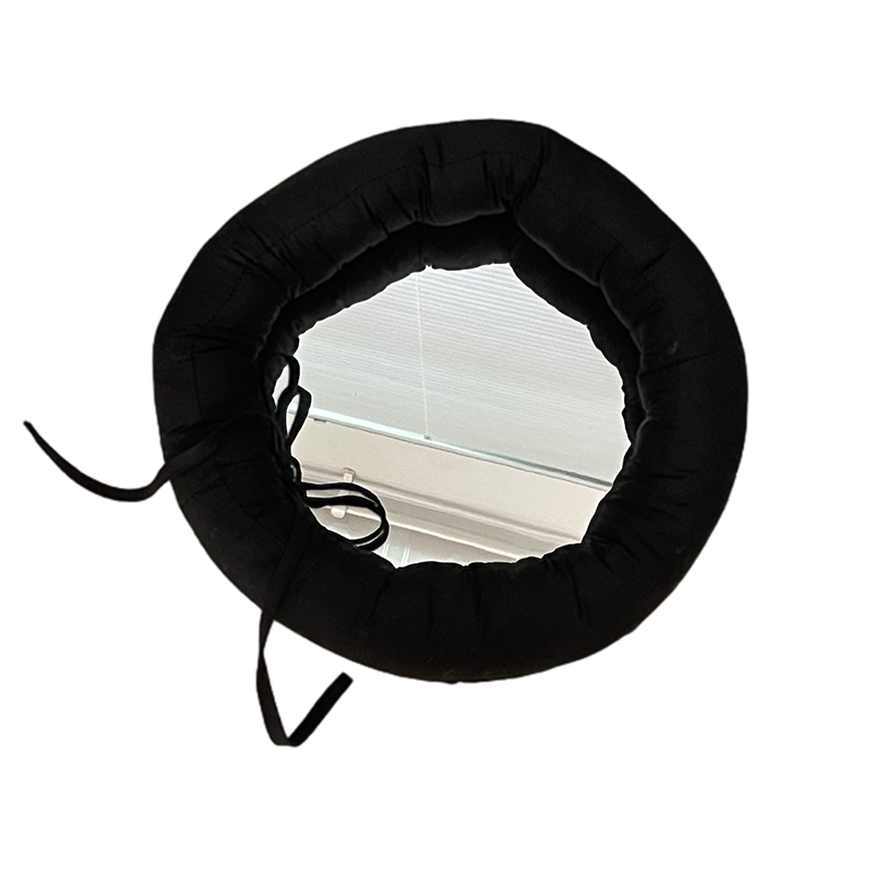 Contemporary Creative Round Cotton Fabric Acrylic Hanging Wall Mirror For Bedroom