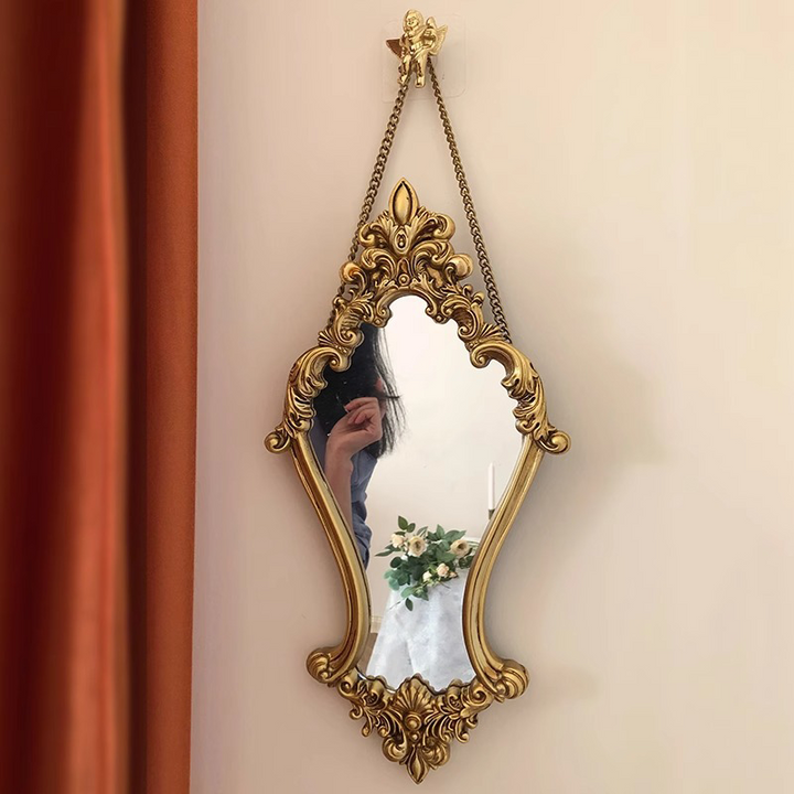 Traditional French Diamond Resin Glass Wall Mirror Decorative Mirror For Living Room