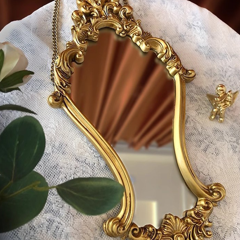 Traditional French Diamond Resin Glass Wall Mirror Decorative Mirror For Living Room