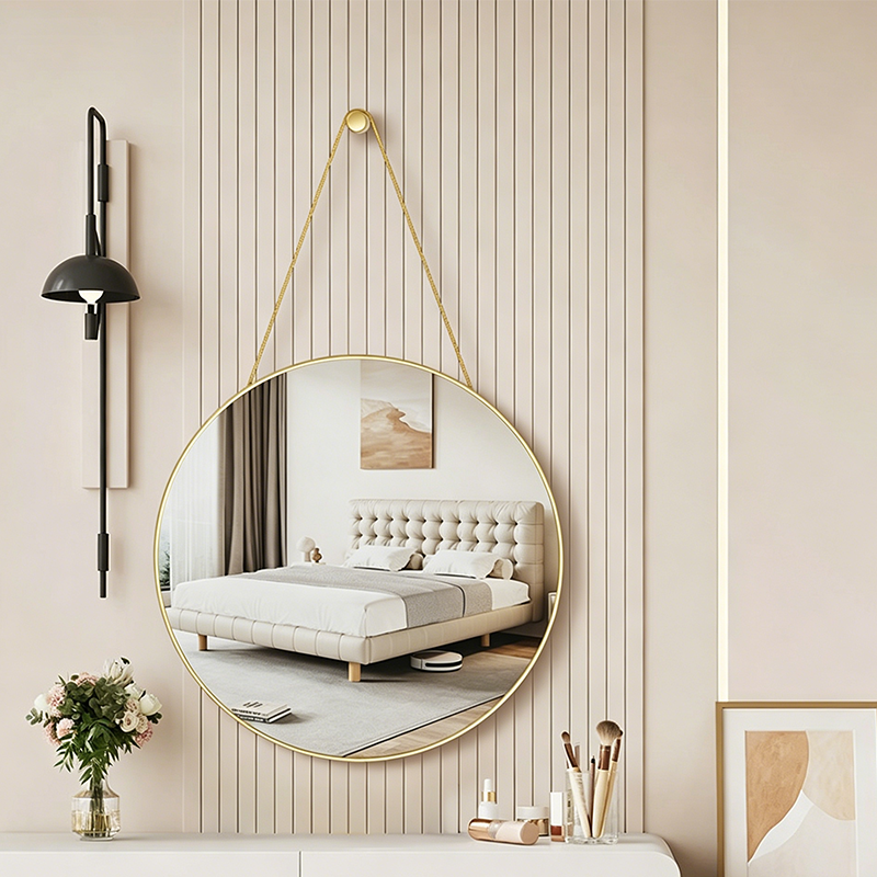 Modern Minimalist Round PVC MDF Glass Wall Mirror For Living Room