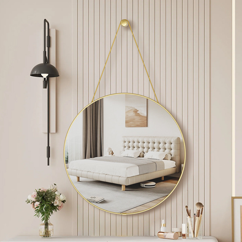 Modern Minimalist Round PVC MDF Glass Wall Mirror For Living Room