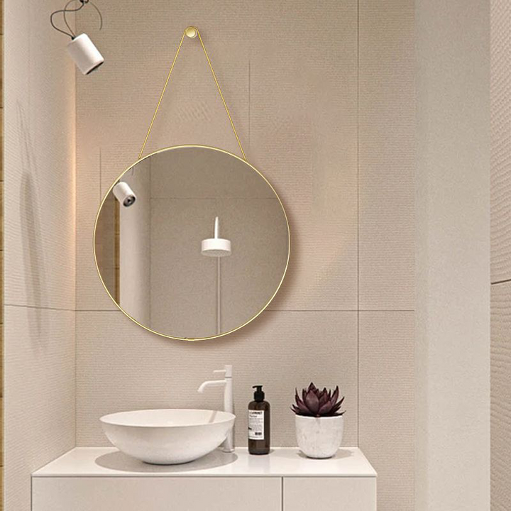Modern Minimalist Round PVC MDF Glass Wall Mirror For Living Room