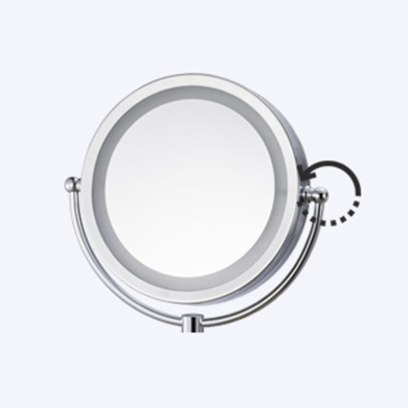 Modern Minimalist Round Iron Glass LED Wall Mirror Foldable For Bathroom