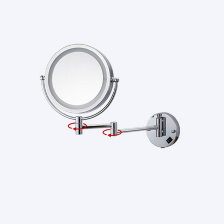 Modern Minimalist Round Iron Glass LED Wall Mirror Foldable For Bathroom