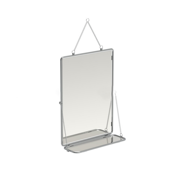 Modern Minimalist Rectangular Stainless Steel Glass Tri-Fold Wall Mirror For Bathroom