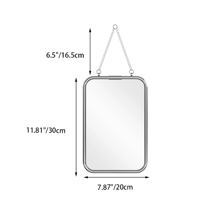 Modern Minimalist Rectangular Stainless Steel Glass Tri-Fold Wall Mirror For Bathroom