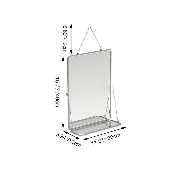 Modern Minimalist Rectangular Stainless Steel Glass Tri-Fold Wall Mirror For Bathroom