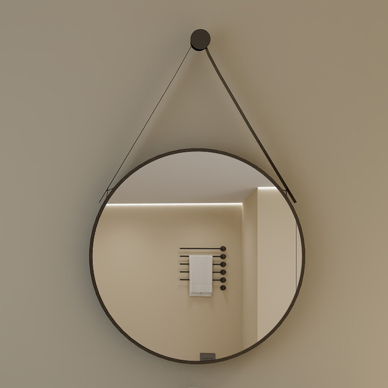 Modern Minimalist Round Aluminum Alloy Glass Wall Mirror Makeup Mirror For Bathroom