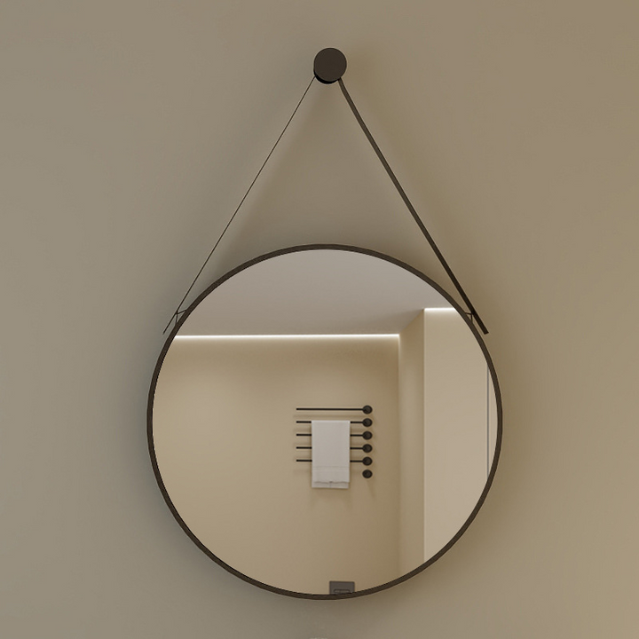 Modern Minimalist Round Aluminum Alloy Glass Wall Mirror Makeup Mirror For Bathroom