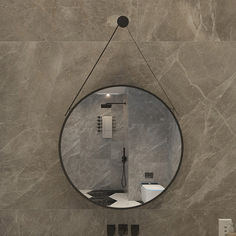 Modern Minimalist Round Aluminum Alloy Glass Wall Mirror Makeup Mirror For Bathroom