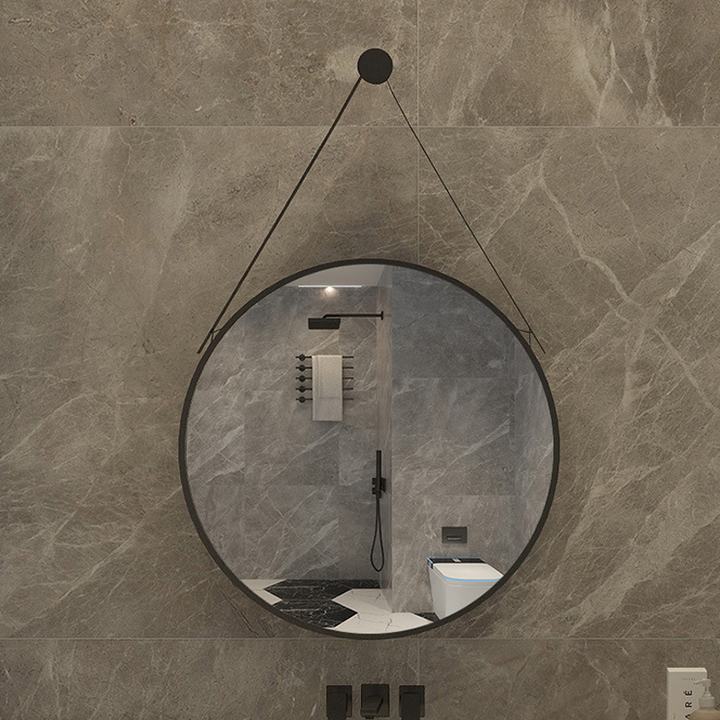 Modern Minimalist Round Aluminum Alloy Glass Wall Mirror Makeup Mirror For Bathroom