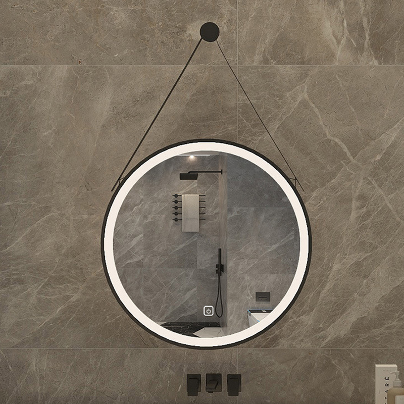 Modern Minimalist Round Aluminum Alloy Glass Wall Mirror Makeup Mirror For Bathroom