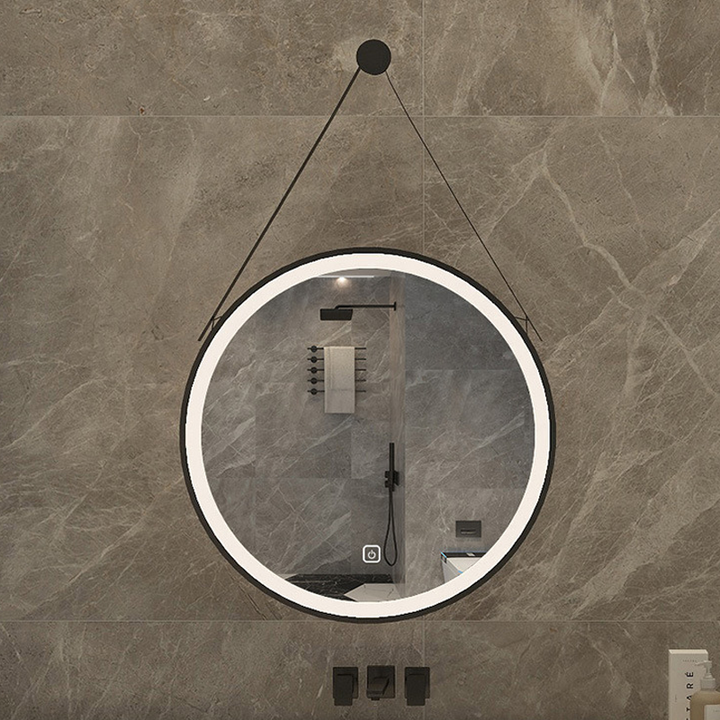 Modern Minimalist Round Aluminum Alloy Glass Wall Mirror Makeup Mirror For Bathroom