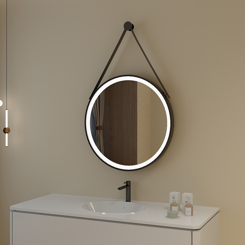 Modern Minimalist Round Aluminum Alloy Glass Wall Mirror Makeup Mirror For Bathroom