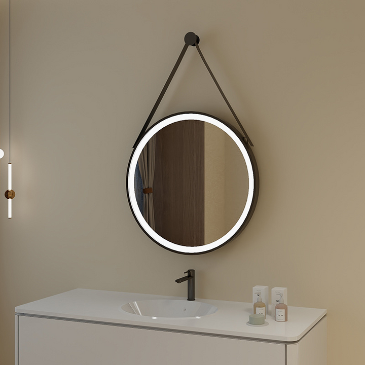 Modern Minimalist Round Aluminum Alloy Glass Wall Mirror Makeup Mirror For Bathroom