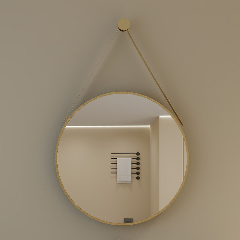 Modern Minimalist Round Aluminum Alloy Glass Wall Mirror Makeup Mirror For Bathroom