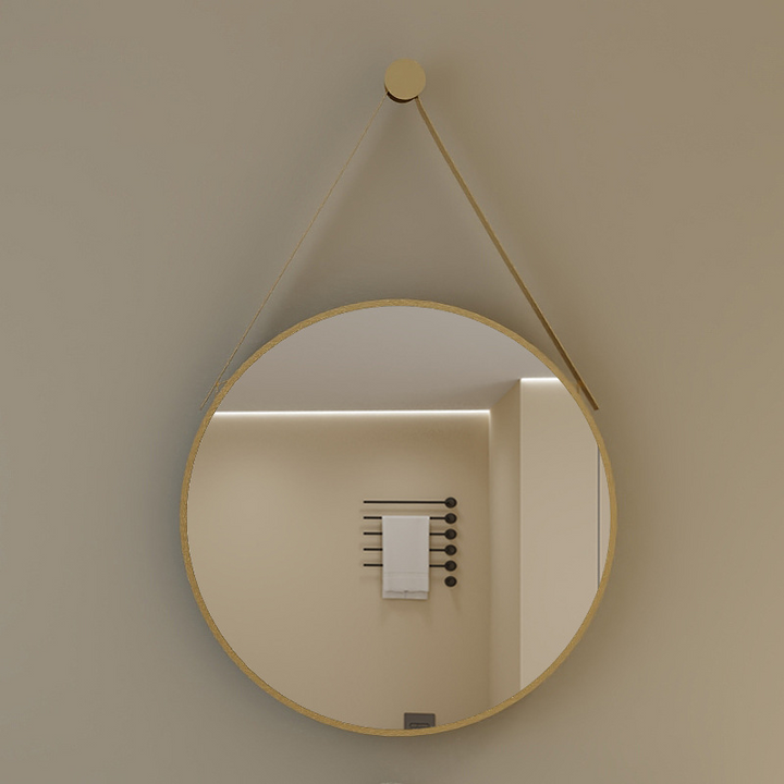 Modern Minimalist Round Aluminum Alloy Glass Wall Mirror Makeup Mirror For Bathroom