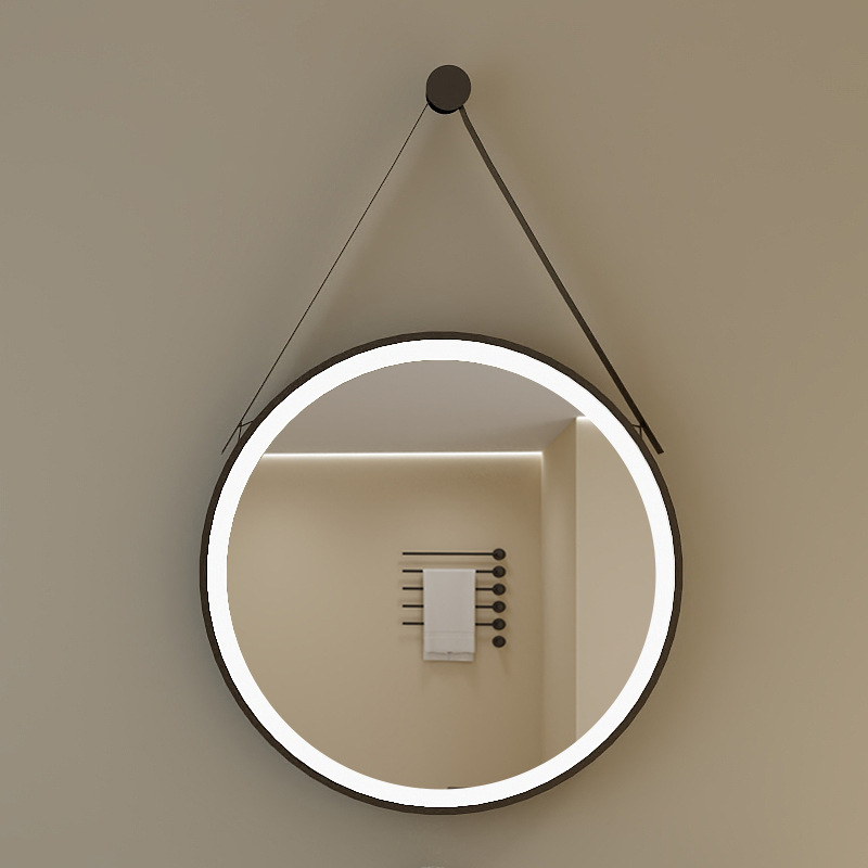 Modern Minimalist Round Aluminum Alloy Glass Wall Mirror Makeup Mirror For Bathroom