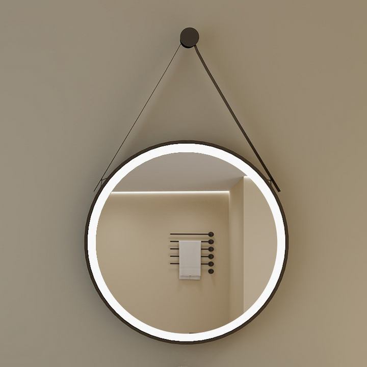 Modern Minimalist Round Aluminum Alloy Glass Wall Mirror Makeup Mirror For Bathroom