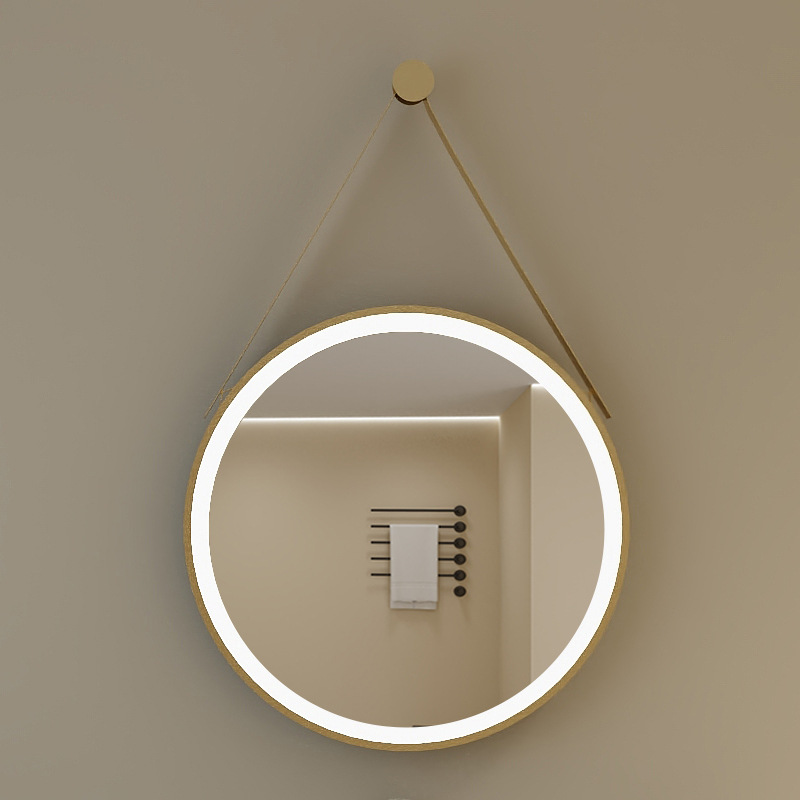 Modern Minimalist Round Aluminum Alloy Glass Wall Mirror Makeup Mirror For Bathroom