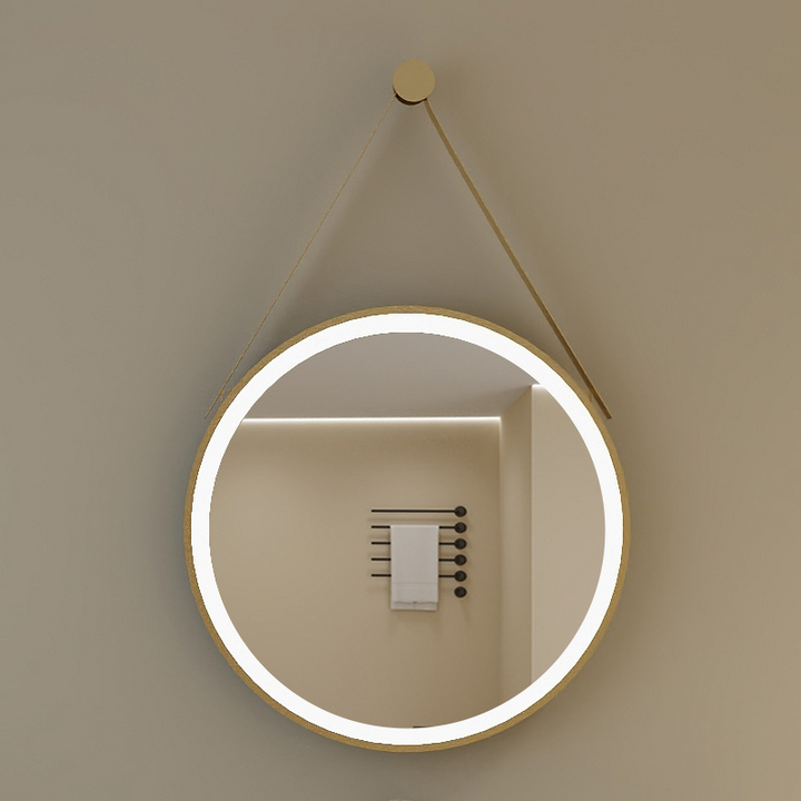 Modern Minimalist Round Aluminum Alloy Glass Wall Mirror Makeup Mirror For Bathroom